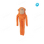 Orange Monkey Plush Dog Toy with Squeaker and Crinkle