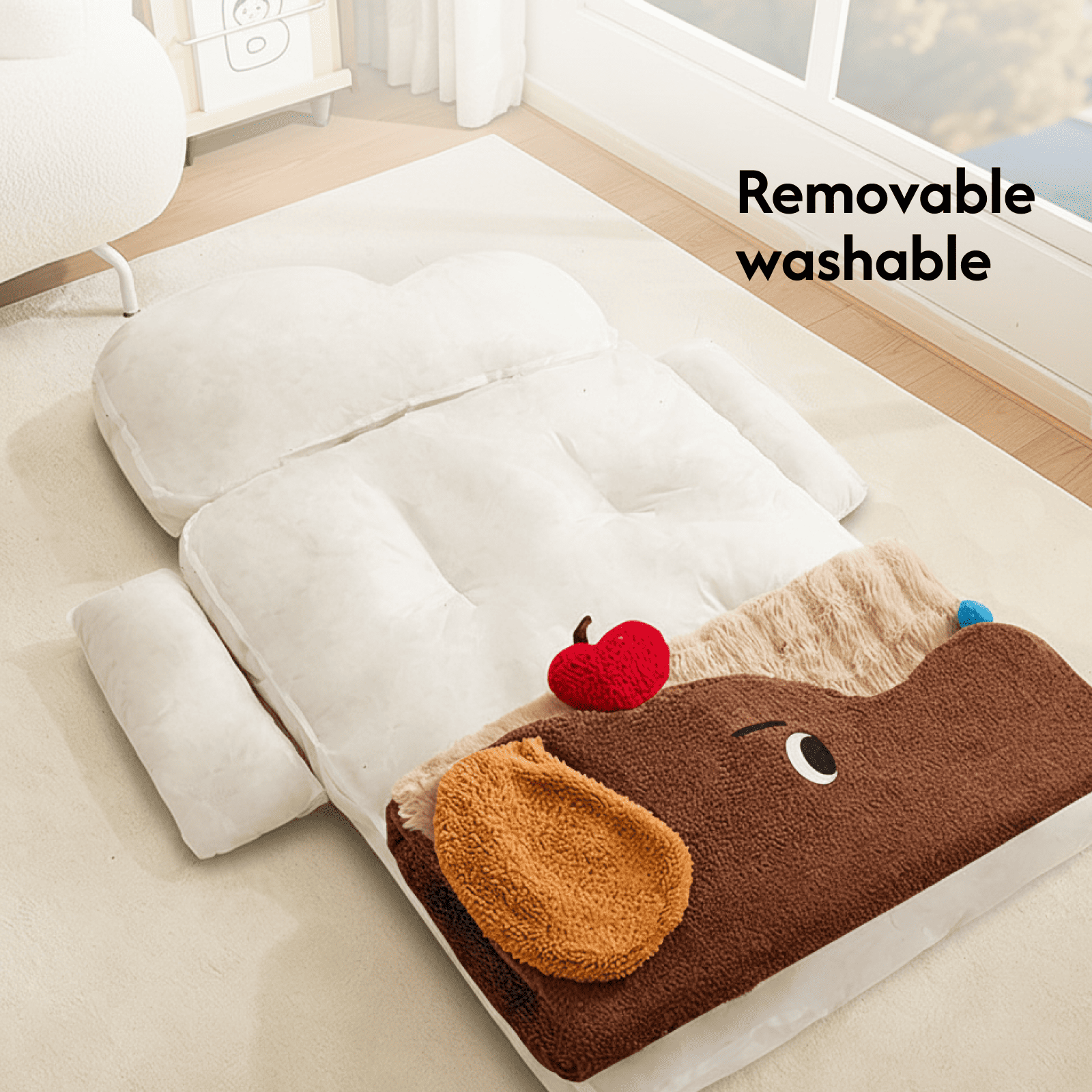Dachshund-Shaped Washable Pet Bed — All-Season Cozy Plush Nest For Small & Medium Dogs & Cats