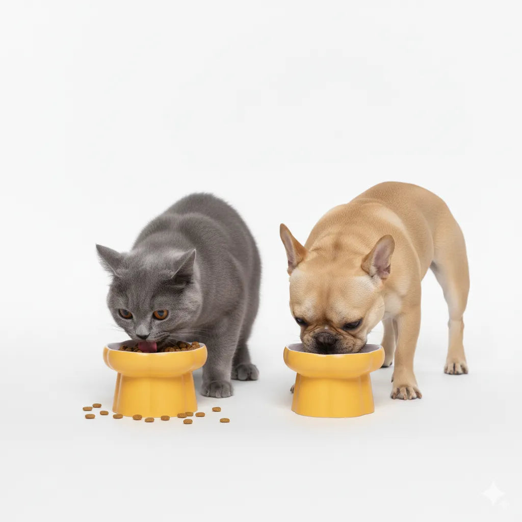 Ceramic Slow Feeder Pet Bowl – Yellow