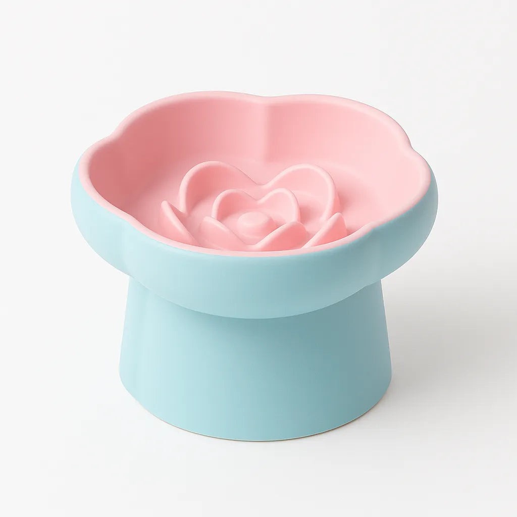 Ceramic Slow Feeder Pet Bowl – Elevated Anti-Gulping Food Dish for Cats, Dogs, Puppies & Kittens, Non-Toxic & Easy to Clean