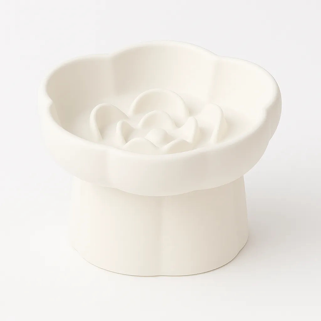 Ceramic Slow Feeder Pet Bowl – Elevated Anti-Gulping Food Dish for Cats, Dogs, Puppies & Kittens, Non-Toxic & Easy to Clean