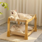 2-Layer Wooden Cat Bed with Scratcher (2-Tier Sofa – L)