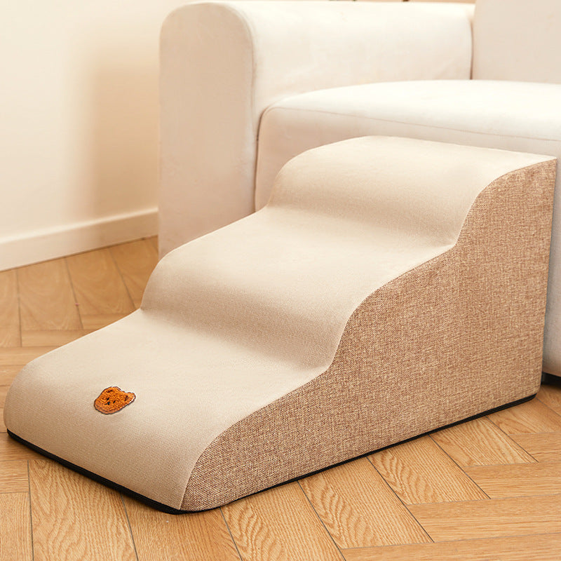 Pet Stair Steps for Dogs – Removable Washable Dog Steps for Small, Senior, or Short-Leg Pets – 2/3/4 Steps, Light Grey