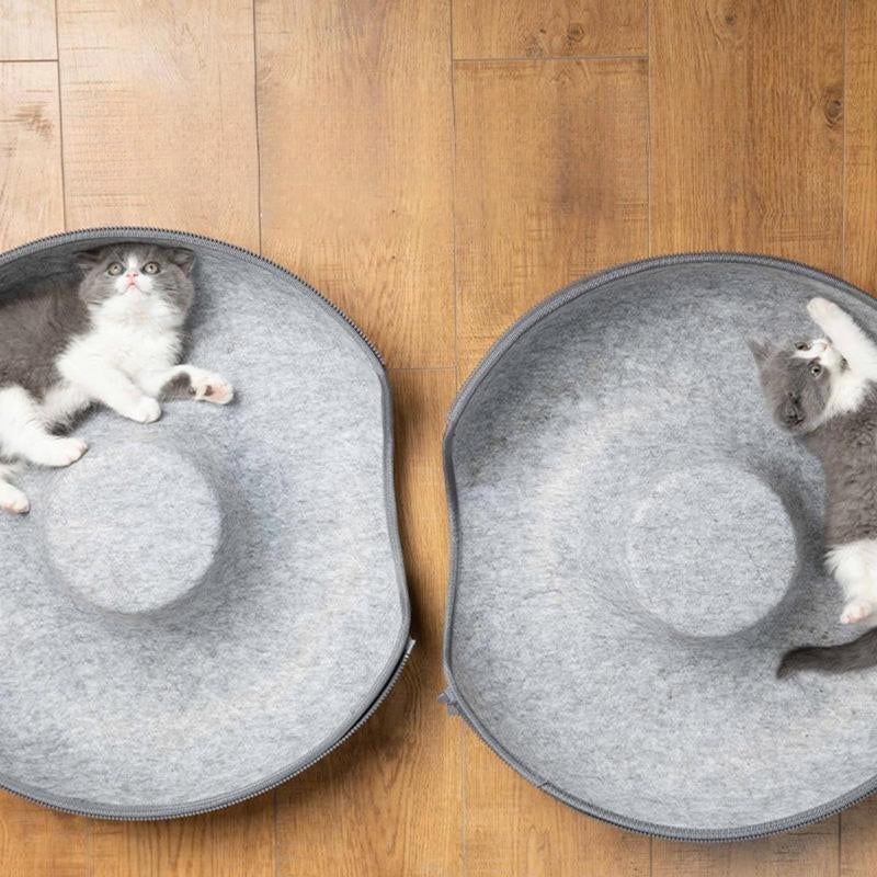Felt Donut Cat Tunnel Bed – Dark Grey