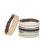 Woven Cotton & Leather Dog Collar– Adjustable, Soft & Durable Design（Ginger Yellow）