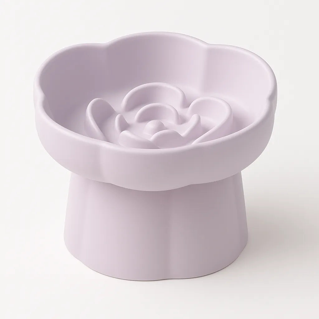 Ceramic Slow Feeder Pet Bowl – Elevated Anti-Gulping Food Dish for Cats, Dogs, Puppies & Kittens, Non-Toxic & Easy to Clean
