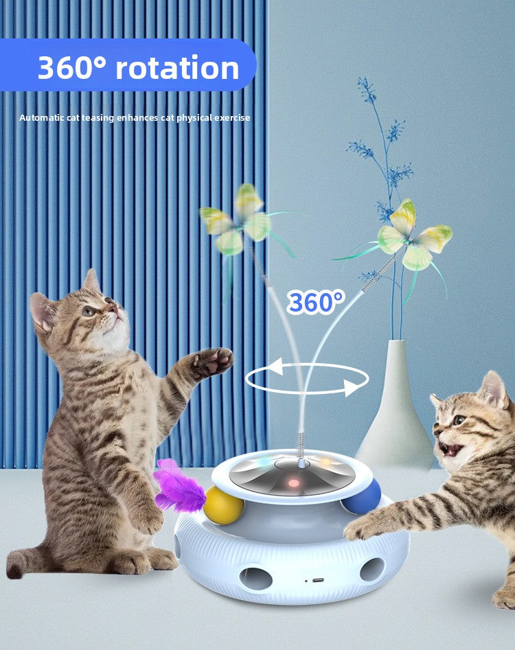 Interactive cat toys with 360-degree automatic rotation to stimulate natural hunting instincts from every angle.