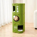 Space-Saving 3-Tier Cat Condo Tower in Moss Green