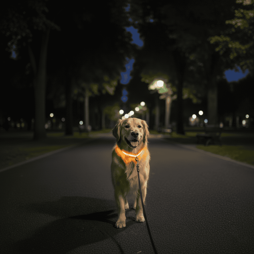 LED Glowing Dog Collar – USB Rechargeable Light-Up Pet Collar for Night Safety（Orange）