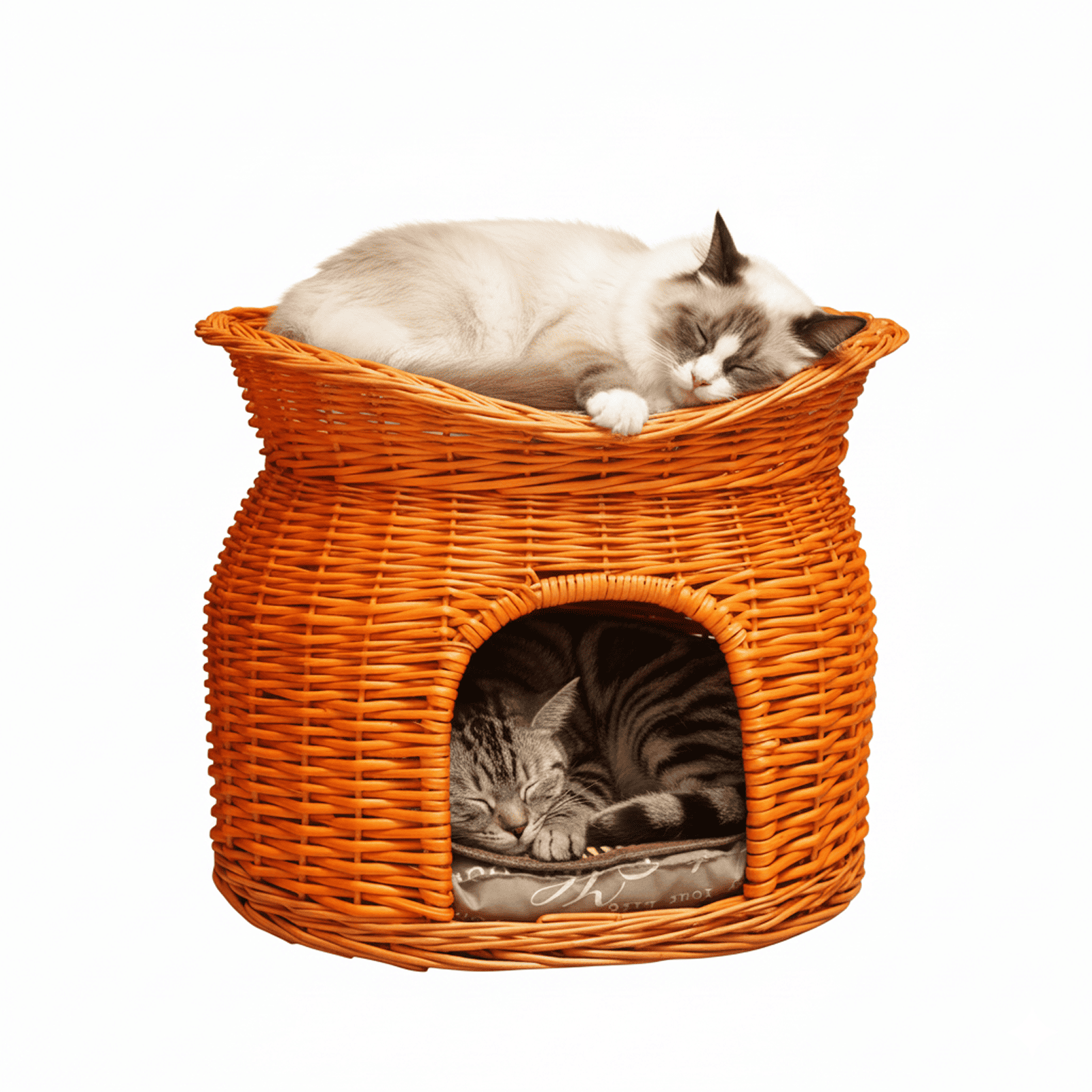 Handwoven Rattan Cat House – Two-Tier Natural Wicker Bed for Multiple Cats | Eco-Friendly Pet Furniture