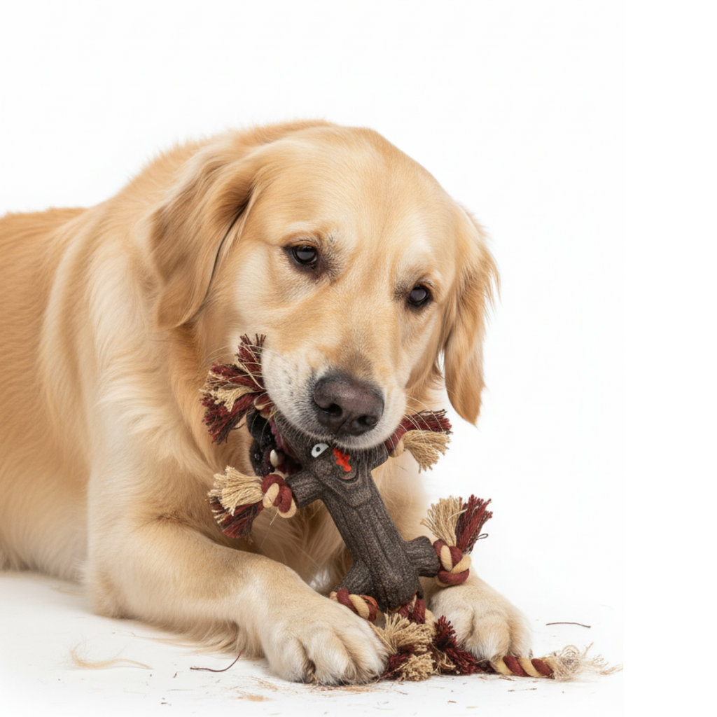 Durable Natural Rubber Dog Chew Toy with Rope