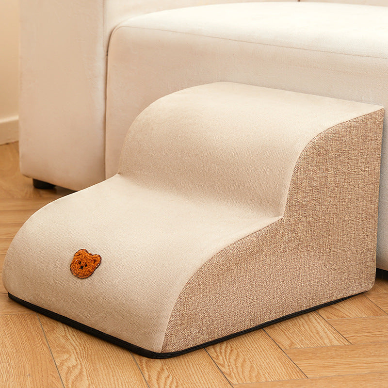 Pet Stair Steps for Dogs – Removable Washable Dog Steps for Small, Senior, or Short-Leg Pets – 2/3/4 Steps, Light Grey