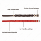 Premium Handmade Braided Leather Dog & Cat Collar（Red）