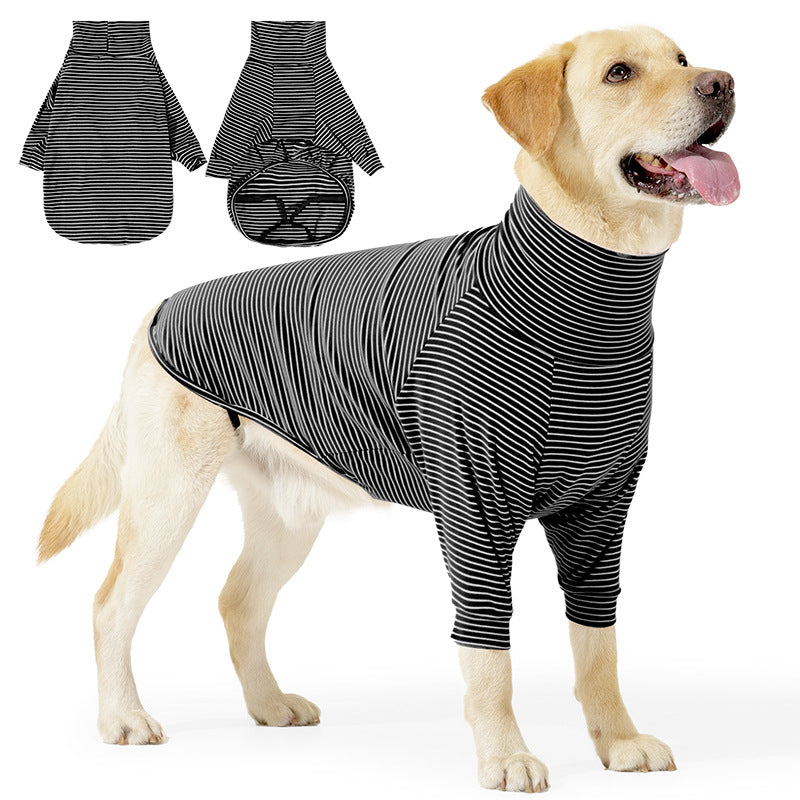 Striped Pet Turtleneck Outfit – Soft Everyday Wear for Dogs & Cats, Black/White