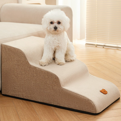 Pet Stair Steps for Dogs – Removable Washable Dog Steps for Small, Senior, or Short-Leg Pets – 2/3/4 Steps, Light Grey