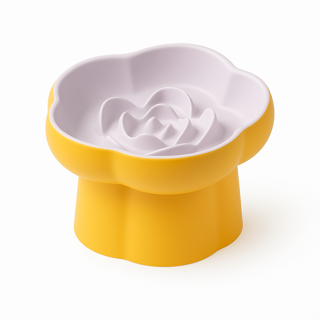 Ceramic Slow Feeder Pet Bowl – Elevated Anti-Gulping Food Dish for Cats, Dogs, Puppies & Kittens, Non-Toxic & Easy to Clean