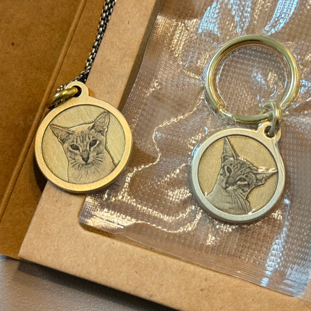 Custom Engraved Brass Pet ID Tag – Personalized Dog & Cat Collar Pendant