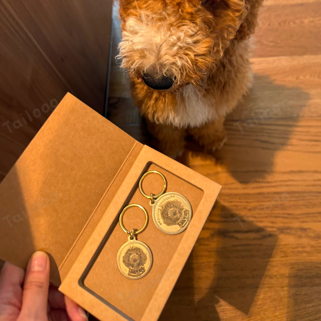 Custom Engraved Brass Pet ID Tag – Personalized Dog & Cat Collar Pendant