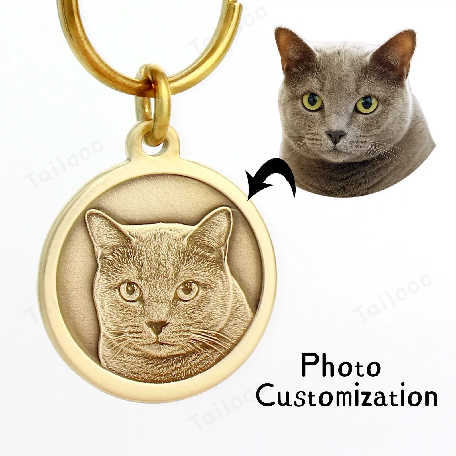 Custom Engraved Brass Pet ID Tag – Personalized Dog & Cat Collar Pendant