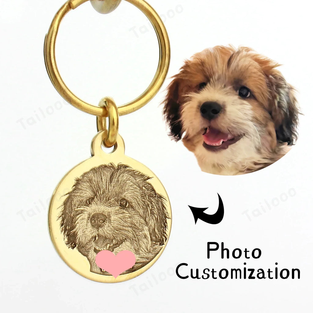 Custom Engraved Brass Pet ID Tag – Personalized Dog & Cat Collar Pendant