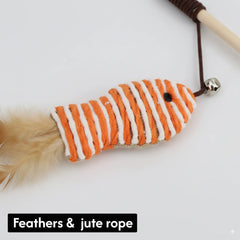 Cat Teaser Wand Toys Set – Interactive Feather & Bell Play Sticks for Indoor Cats and Kittens (7 Pack)
