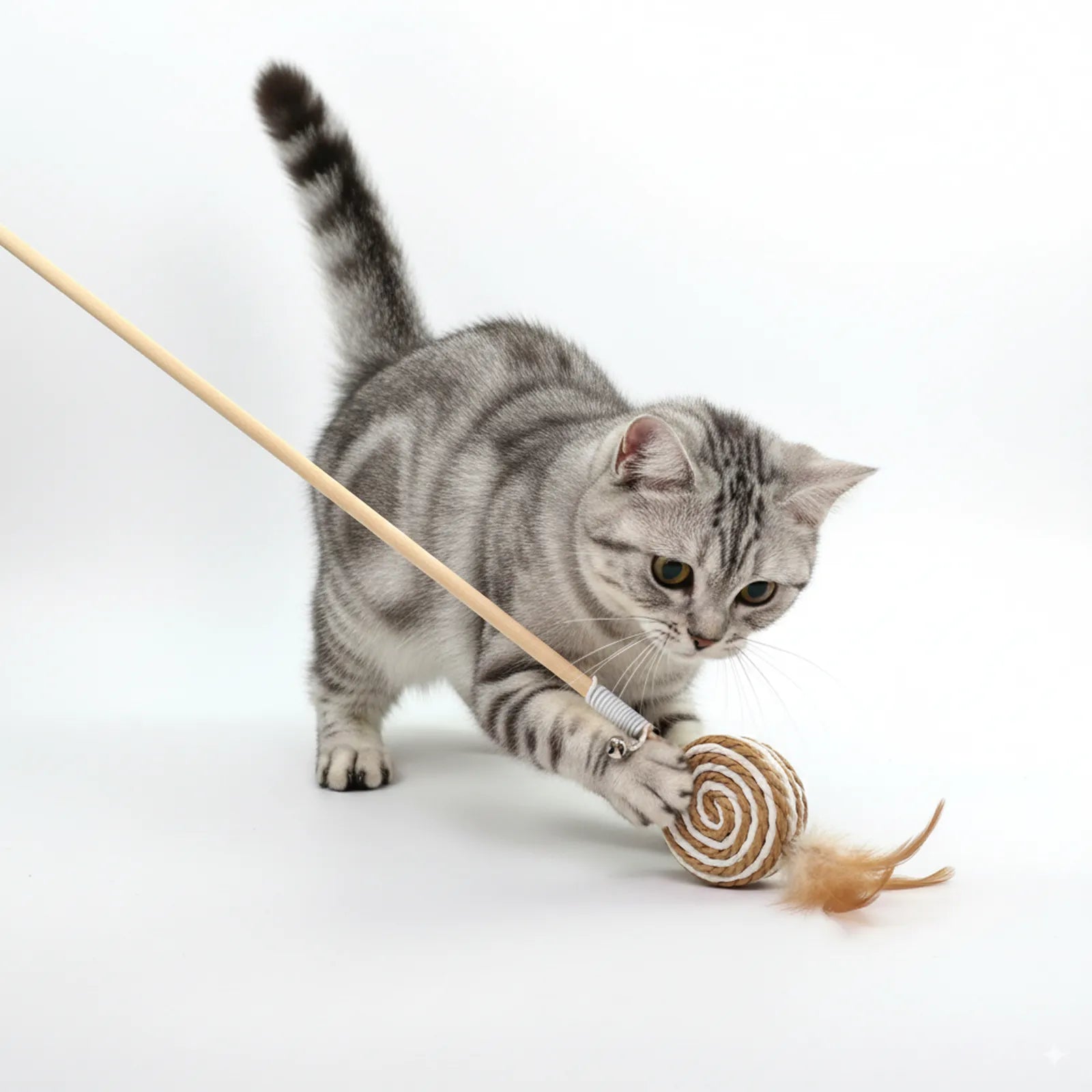 Interactive Feather & Bell Play Sticks Cat Teaser Wand Toys
