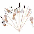 Interactive Feather & Bell Play Sticks Cat Teaser Wand Toys