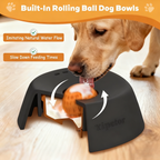 Black spill-proof slow-feeding spherical licking bowl