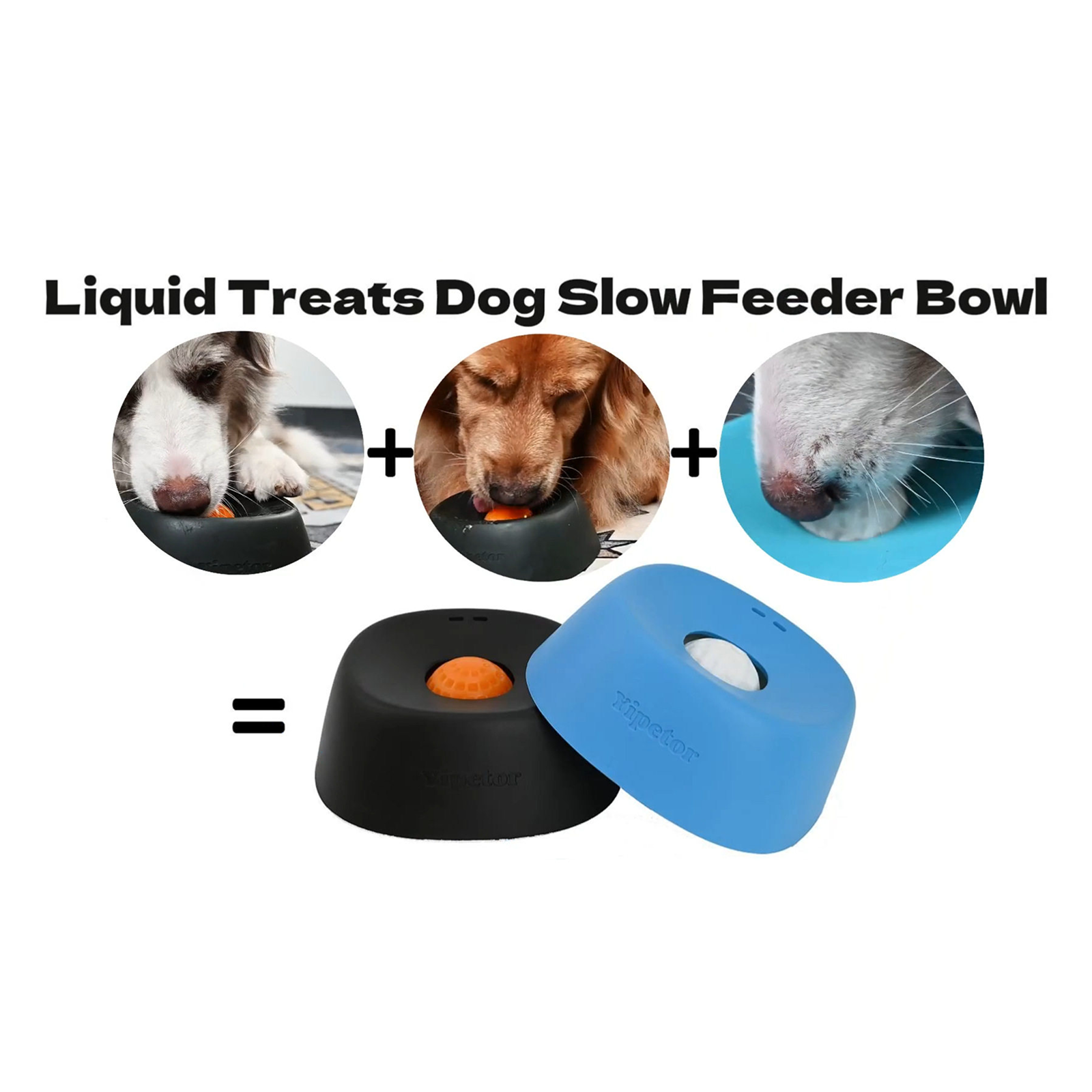 Black spill-proof slow-feeding spherical licking bowl