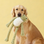 Frog Plush Dog Toy with Squeaker and Crinkle Paper