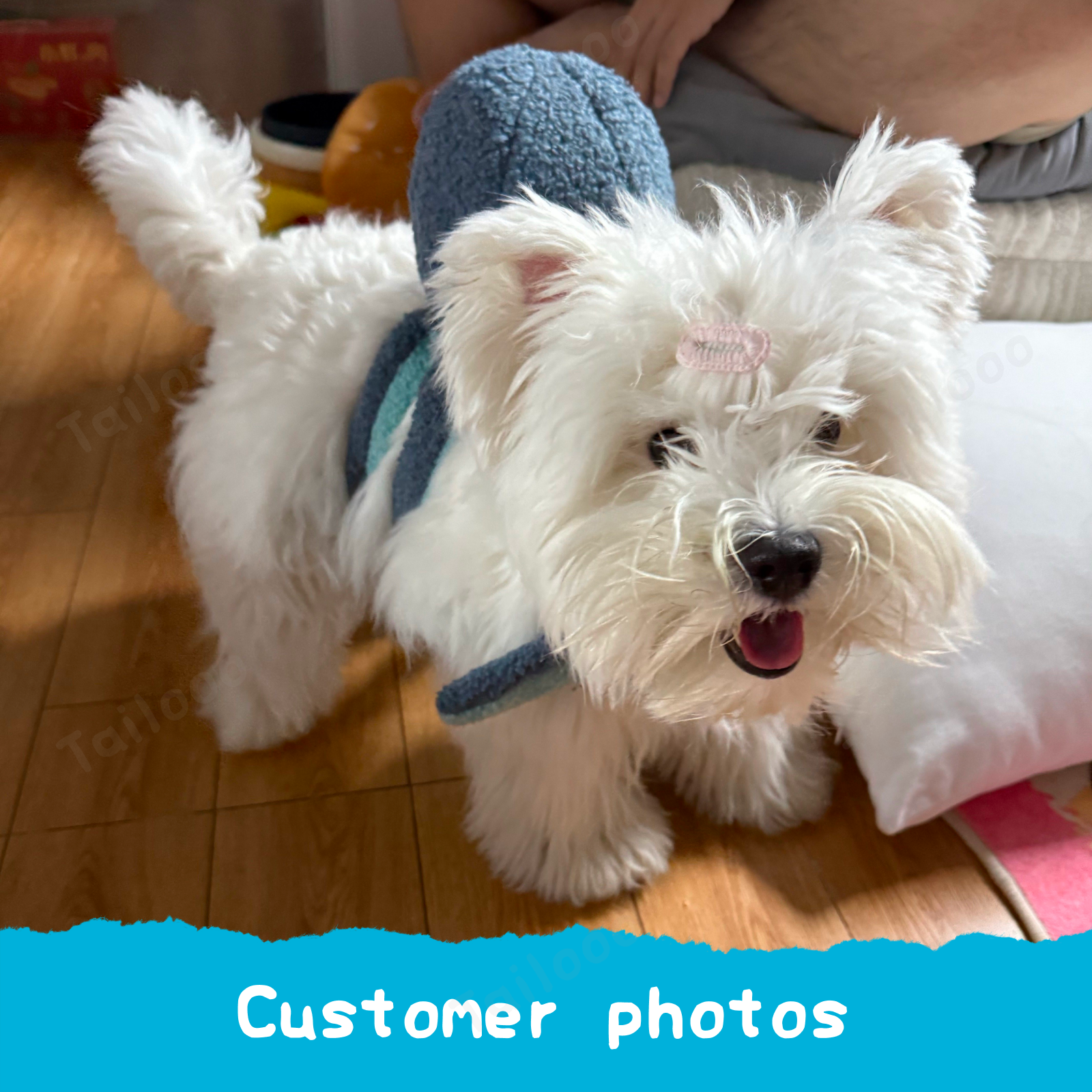 Blue Octopus Plush Dog Toy with Squeaker and Crinkle