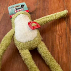 Frog Plush Dog Toy with Squeaker and Crinkle Paper