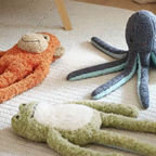 Blue Octopus Plush Dog Toy with Squeaker and Crinkle