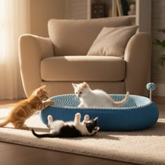 Multi-Color 2-in-1 Cat Scratcher Bed – Durable Paper Rope Cat Nest & Lounge with Scratch Board, Eco-Friendly Indoor Pet House