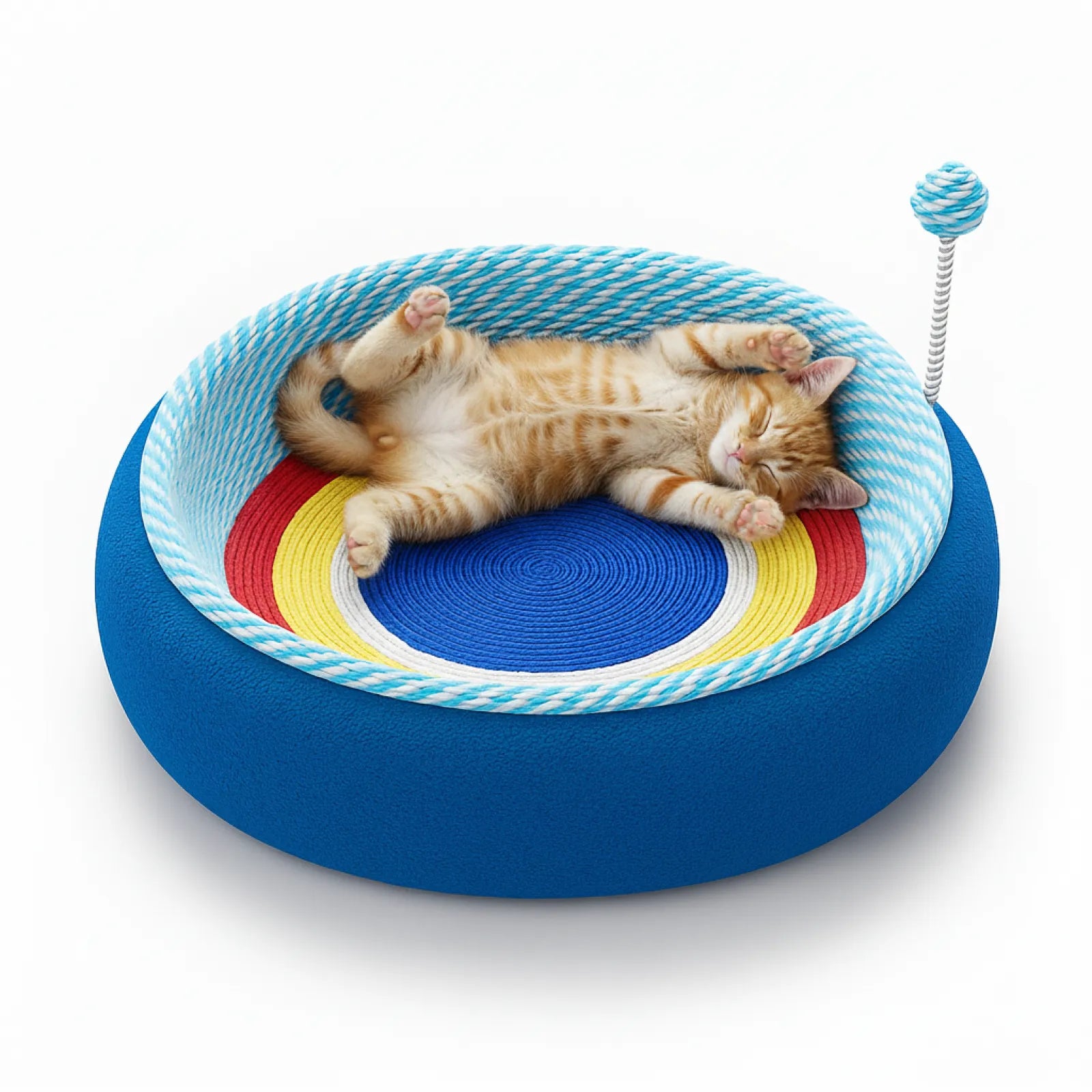 Multi-Color 2-in-1 Cat Scratcher Bed – Durable Paper Rope Cat Nest & Lounge with Scratch Board, Eco-Friendly Indoor Pet House