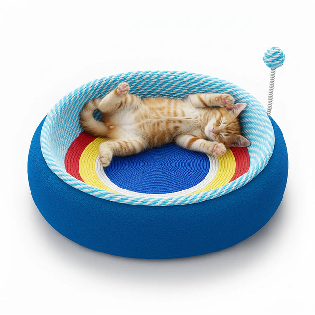 Durable Round Cat Nest & Scratcher Bed Main Image
