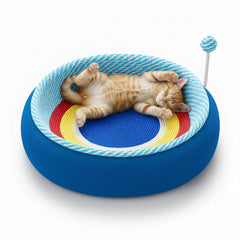 Multi-Color 2-in-1 Cat Scratcher Bed – Durable Paper Rope Cat Nest & Lounge with Scratch Board, Eco-Friendly Indoor Pet House