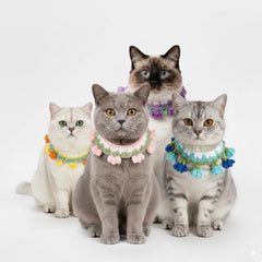 Handmade Cotton Crochet Pet Collar – Flower Design Dog & Cat Neck Accessory, Cute Photography Outfit