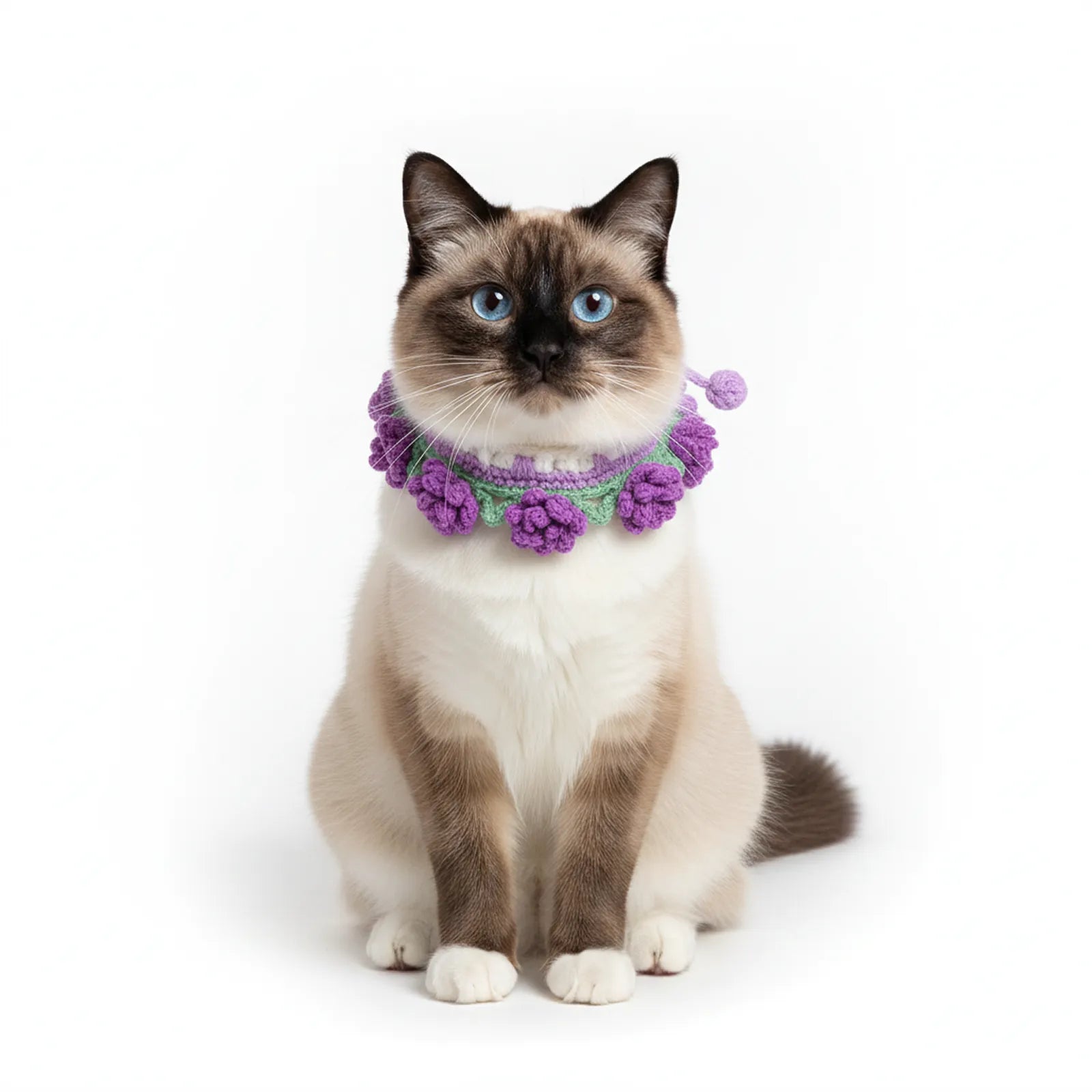 Handmade Cotton Crochet Pet Collar – Flower Design Dog & Cat Neck Accessory, Cute Photography Outfit