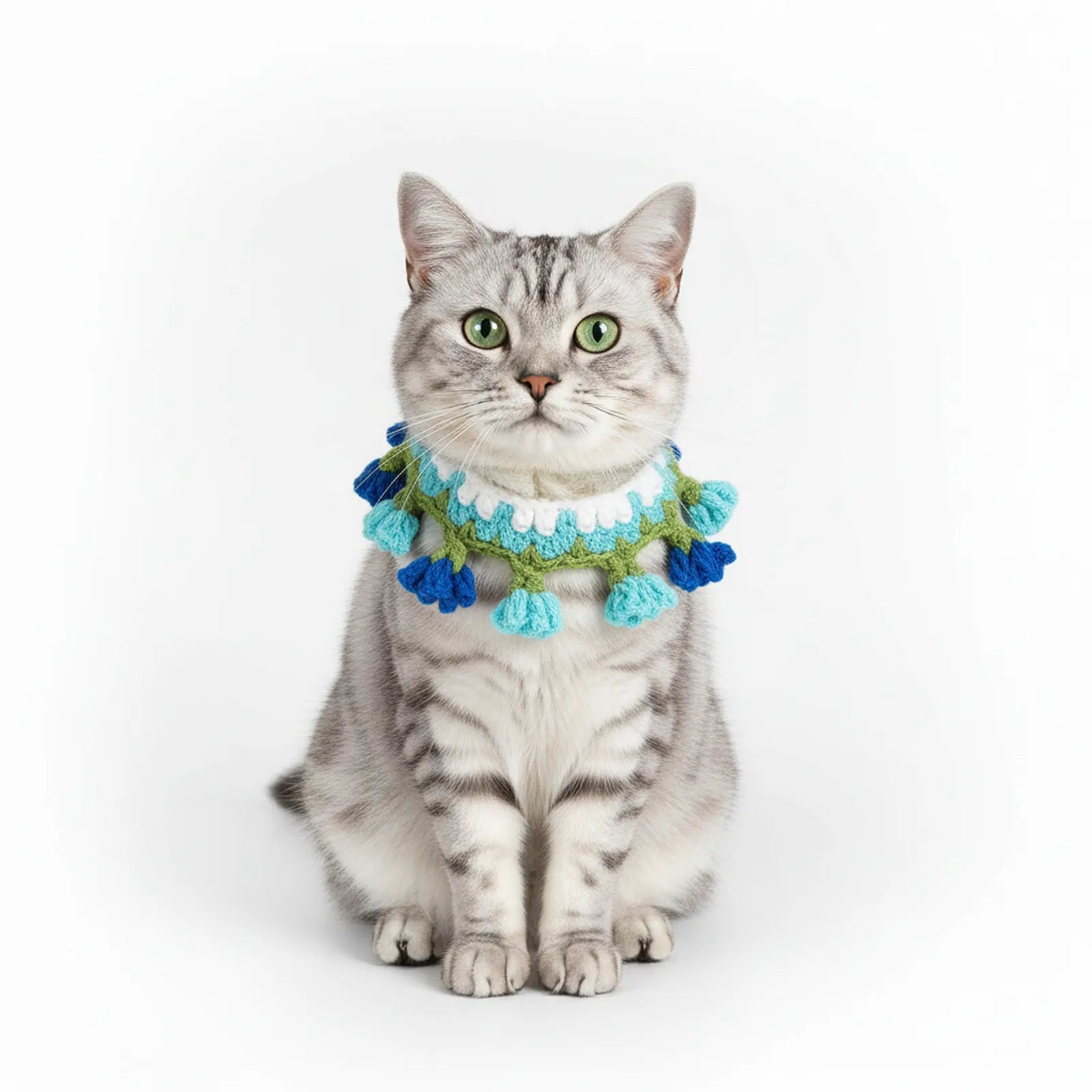 Handmade Cotton Crochet Pet Collar – Flower Design Dog & Cat Neck Accessory, Cute Photography Outfit