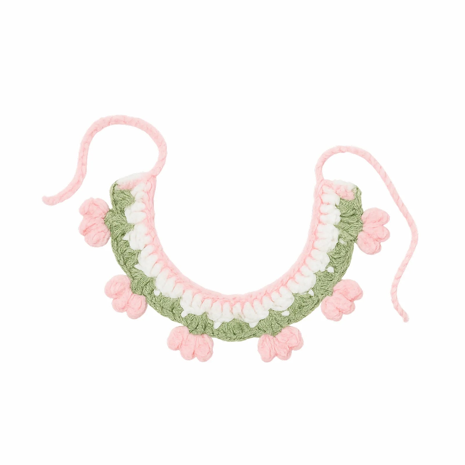 Handmade Cotton Crochet Pet Collar – Flower Design Dog & Cat Neck Accessory, Cute Photography Outfit