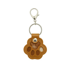 Leather Pet Hair Keepsake Keychain – Paw Print Memorial Pendant & Hair Storage Holder, Souvenir Gift for Cat & Dog Owners