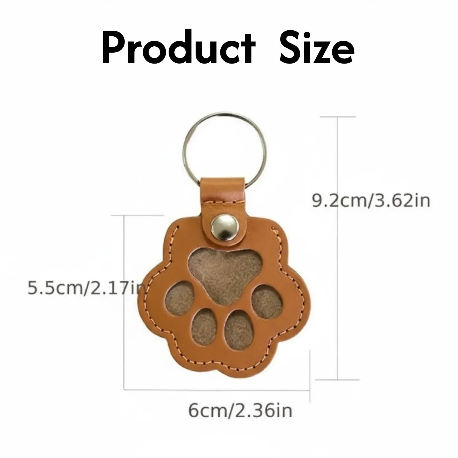 Leather Pet Hair Keepsake Keychain – Paw Print Memorial Pendant & Hair Storage Holder, Souvenir Gift for Cat & Dog Owners
