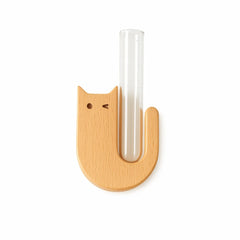 Wooden Cat Whisker Keepsake Holder with Glass Tube – Pet Whisker Storage Memorial & Magnetic Fridge Magnet Decoration