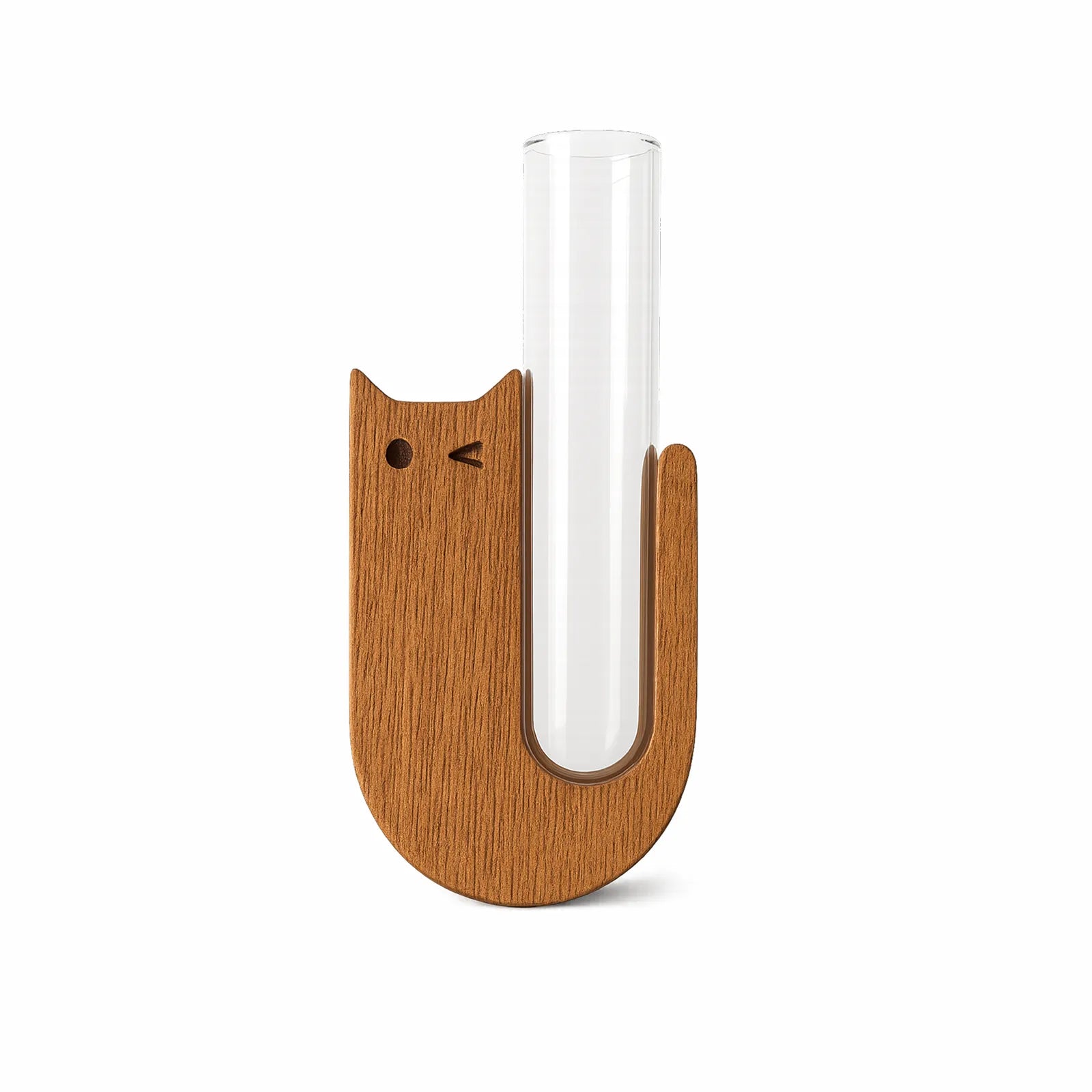 Wooden Cat Whisker Keepsake Holder with Glass Tube