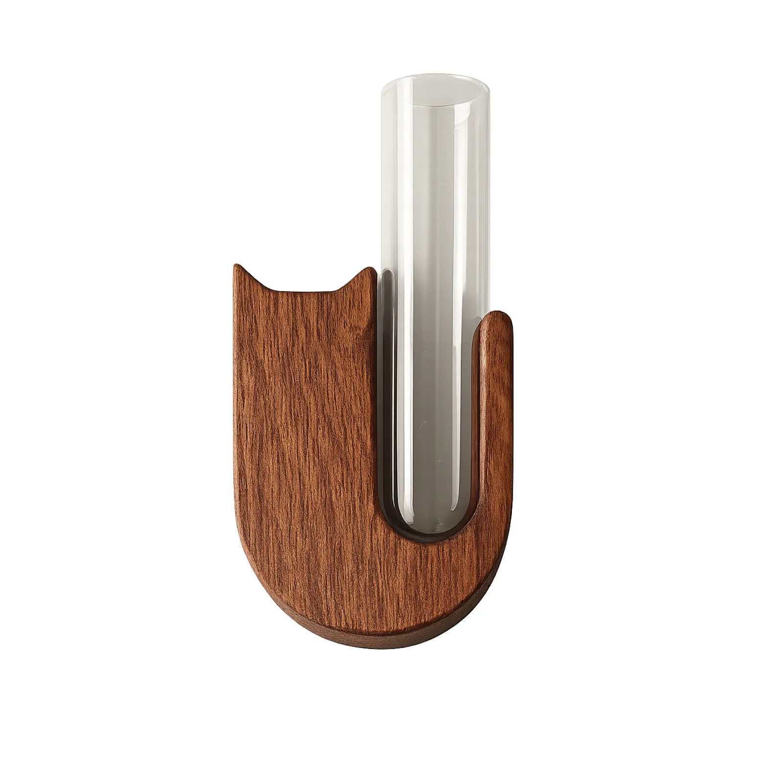 Wooden Cat Whisker Keepsake Holder with Glass Tube