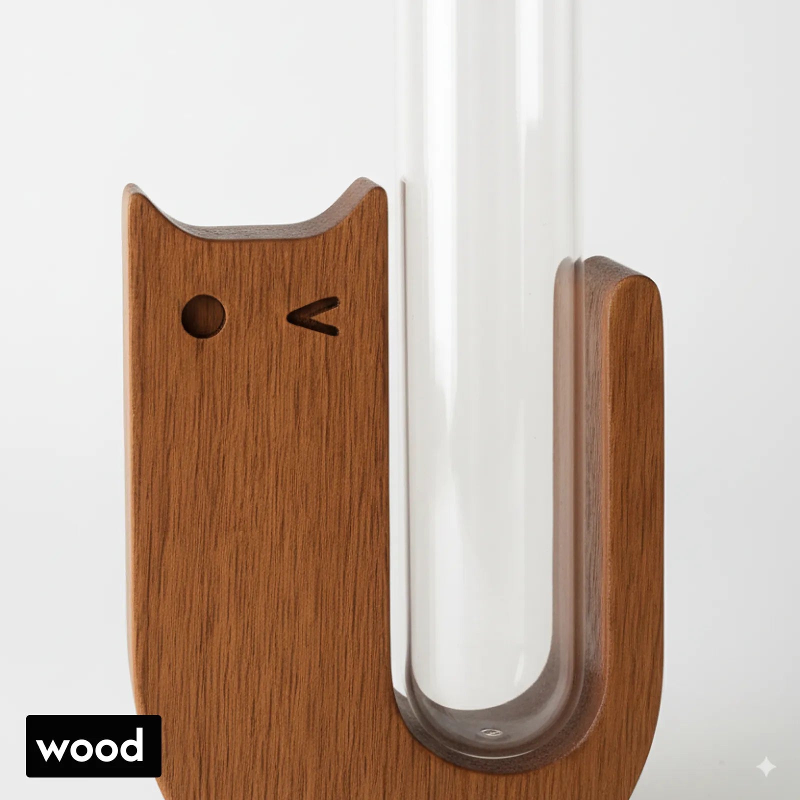 Wooden Cat Whisker Keepsake Holder with Glass Tube – Pet Whisker Storage Memorial & Magnetic Fridge Magnet Decoration