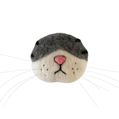 Felt Cat Whisker Keepsake Holder & Fridge Magnet – Handmade Pet Whisker Storage, Custom Cat Face Memorial Decoration