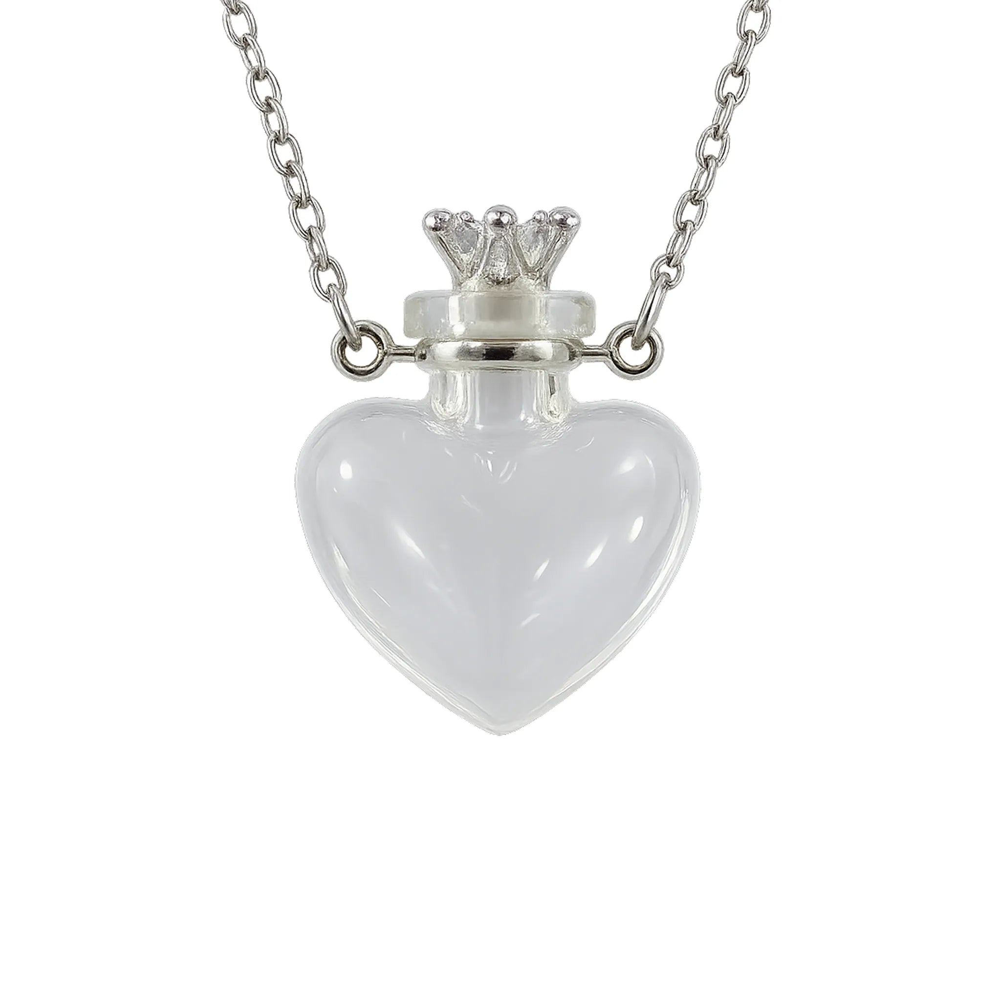 Heart-Shaped Glass Pet Hair Keepsake Necklace – Memorial Pendant Ashes Holder Jewelry for Cat & Dog Owners
