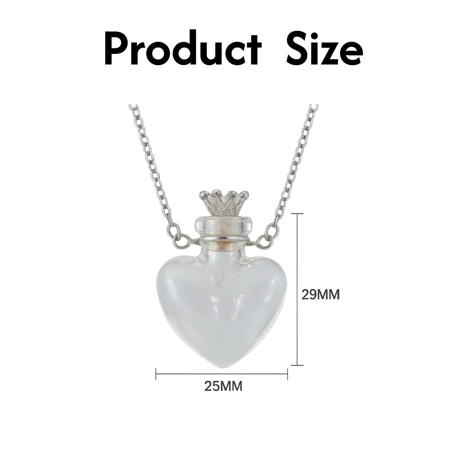 Heart-Shaped Glass Pet Hair Keepsake Necklace – Memorial Pendant Ashes Holder Jewelry for Cat & Dog Owners